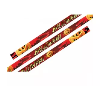  Textil karszalag színes szatén mintás 15mm - Halloween tökök - műanyag önzáró gyűrűvel