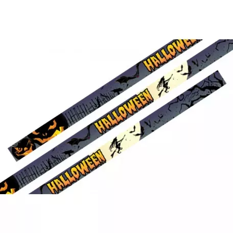 Textil karszalag színes szatén mintás 15mm - Halloween Boszorkányos - műanyag önzáró gyűrűvel