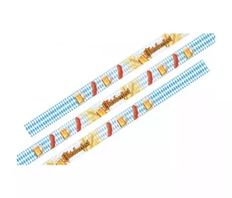   Textil karszalag színes szatén mintás 15mm - Oktoberfest sörös virslis - műanyag önzáró gyűrűvel