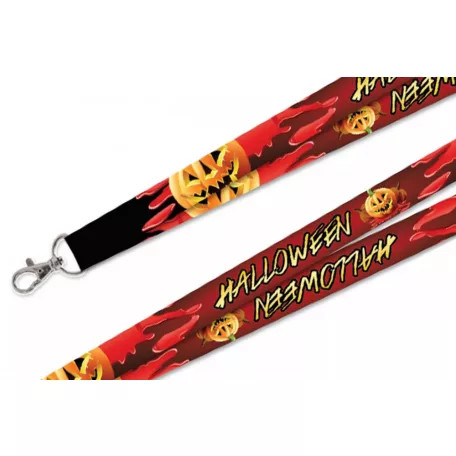 Nyakpánt mintás szatén színes 20mm - karabínerrel - Halloween tökök