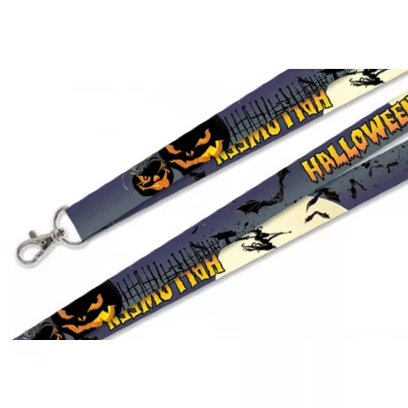 Nyakpánt mintás szatén színes 20mm - karabínerrel - Halloween Boszorkányos