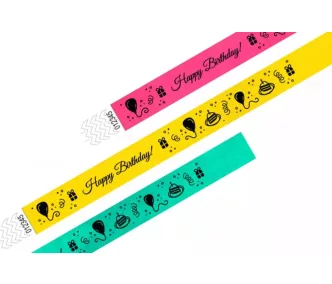 Tyvek 3/4 karszalag MINTÁS - HAPPY BIRTHDAY