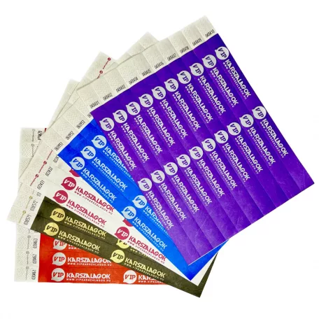 Tyvek 3/4 karszalag tartós, sorszámozott és vízálló - 1 szín felirattal (TOP Minőség)